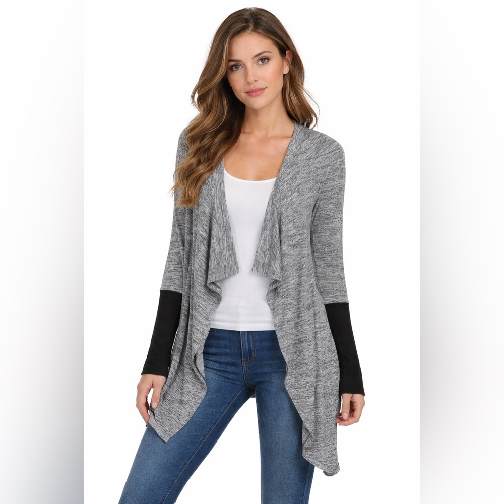 ⭐️RBX Hacci Fly Away‎ Long Sleeve Cardigan grey/ black